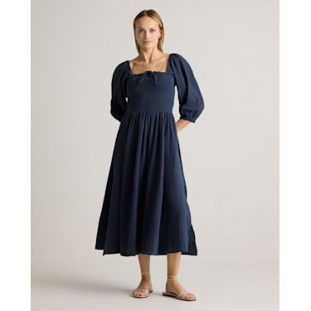 Women's Gauze Smocked Square Neck Midi Dress
